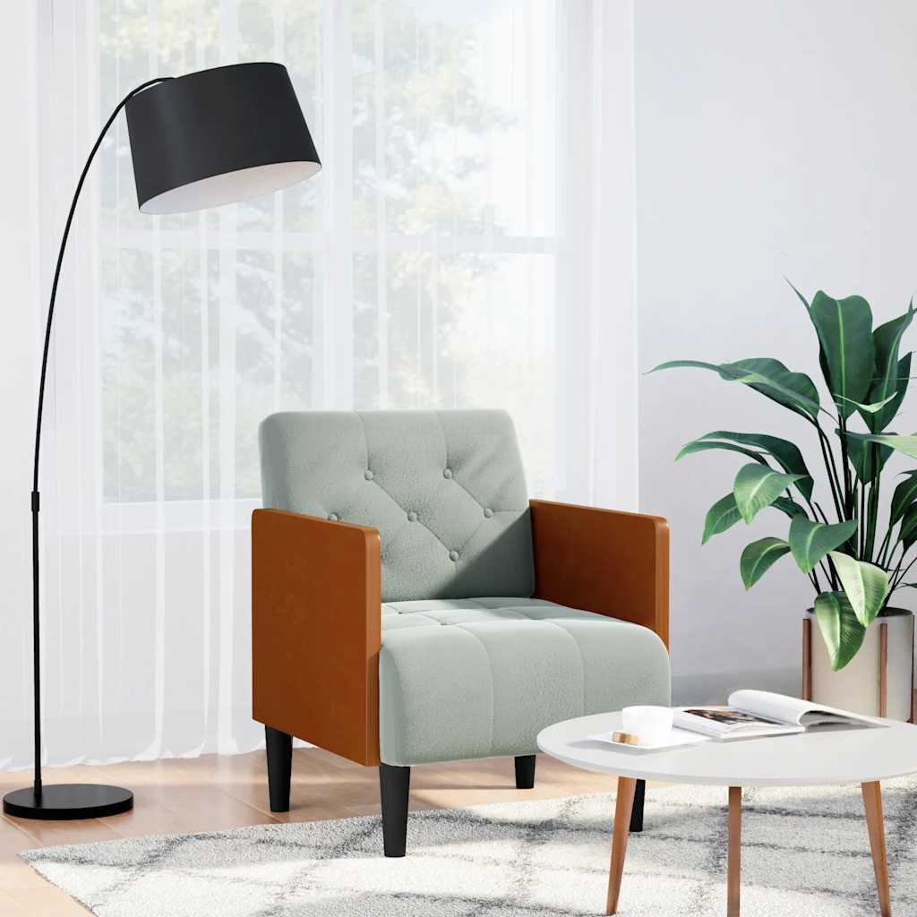 Divano Sedia con Braccioli Grigio Chiaro 55 cm in Velluto | homemem39