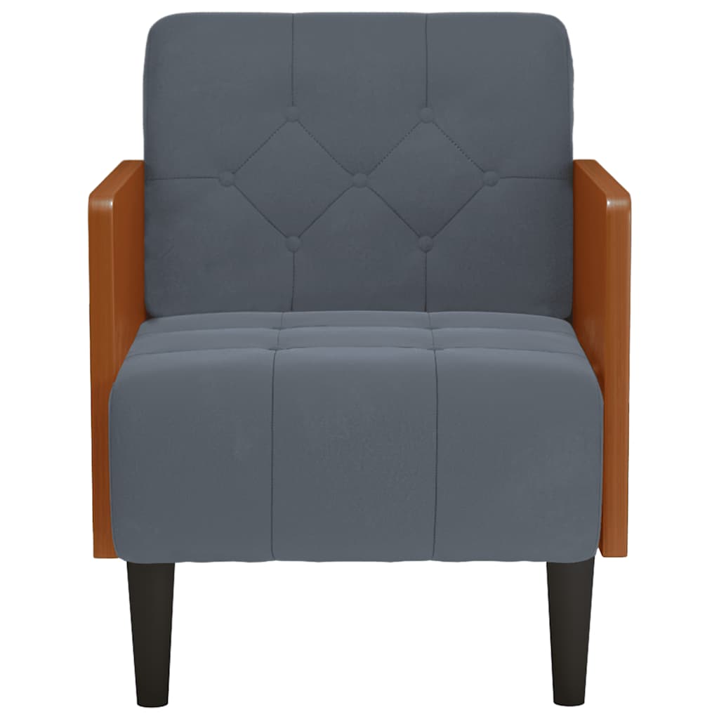 Divano Sedia con Braccioli Grigio Scuro 55 cm in Velluto | homemem39