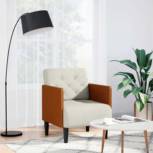 Divano Sedia con Braccioli Crema 55 cm in Velluto | homemem39