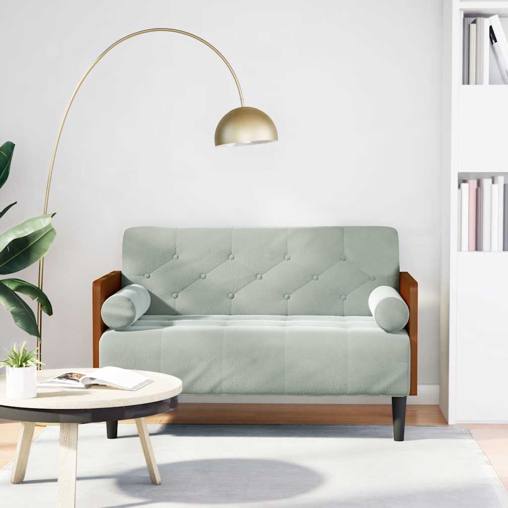 Divano Divanetto con Cuscini Bolster Grigio Chiaro 110 cm | homemem39