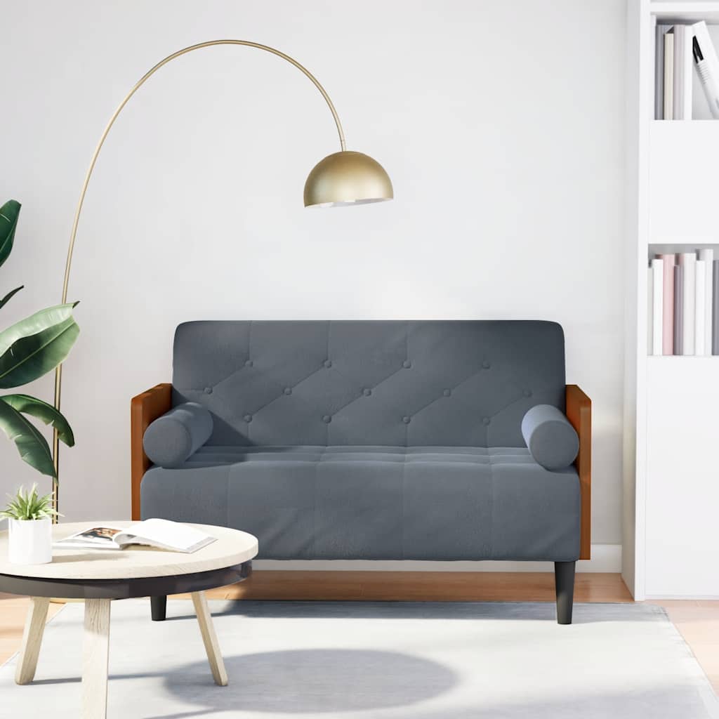 Divano Divanetto con Cuscini Bolster Grigio Scuro 110 cm | homemem39