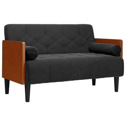 Divano Divanetto con Cuscini Bolster Nero 110 cm Velluto