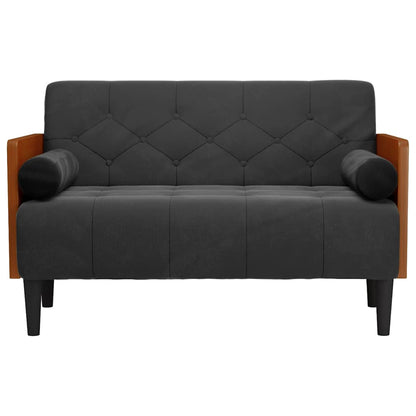 Divano Divanetto con Cuscini Bolster Nero 110 cm Velluto | homemem39