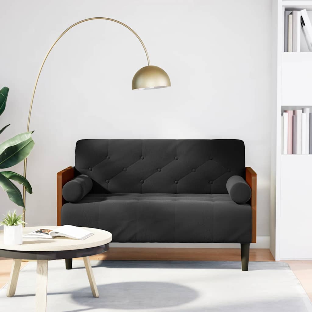 Divano Divanetto con Cuscini Bolster Nero 110 cm Velluto | homemem39