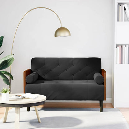 Divano Divanetto con Cuscini Bolster Nero 110 cm Velluto | homemem39