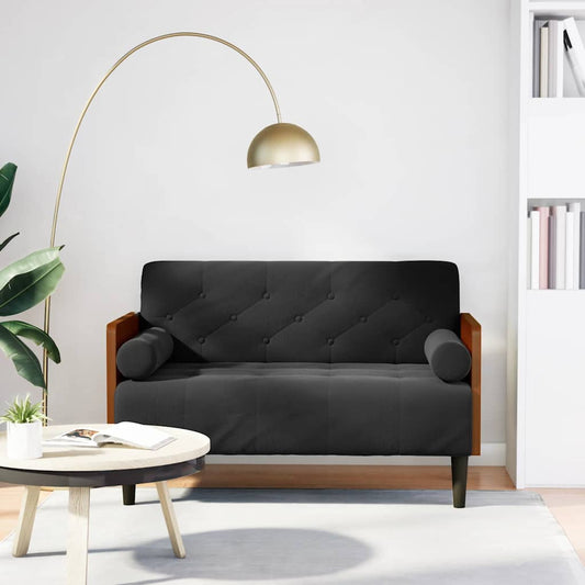 Divano Divanetto con Cuscini Bolster Nero 110 cm Velluto | homemem39