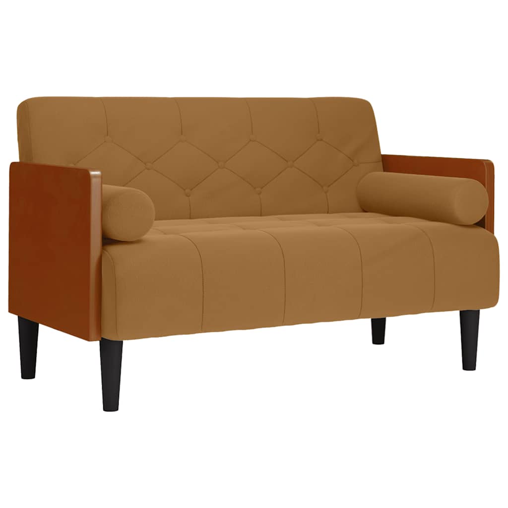 Divano Divanetto con Cuscini Bolster Marrone 110 cm Velluto | homemem39