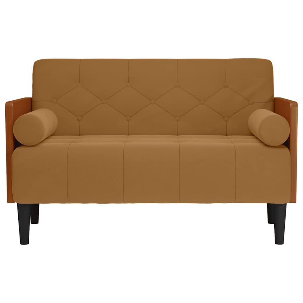 Divano Divanetto con Cuscini Bolster Marrone 110 cm Velluto | homemem39