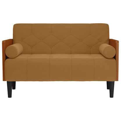 Divano Divanetto con Cuscini Bolster Marrone 110 cm Velluto | homemem39