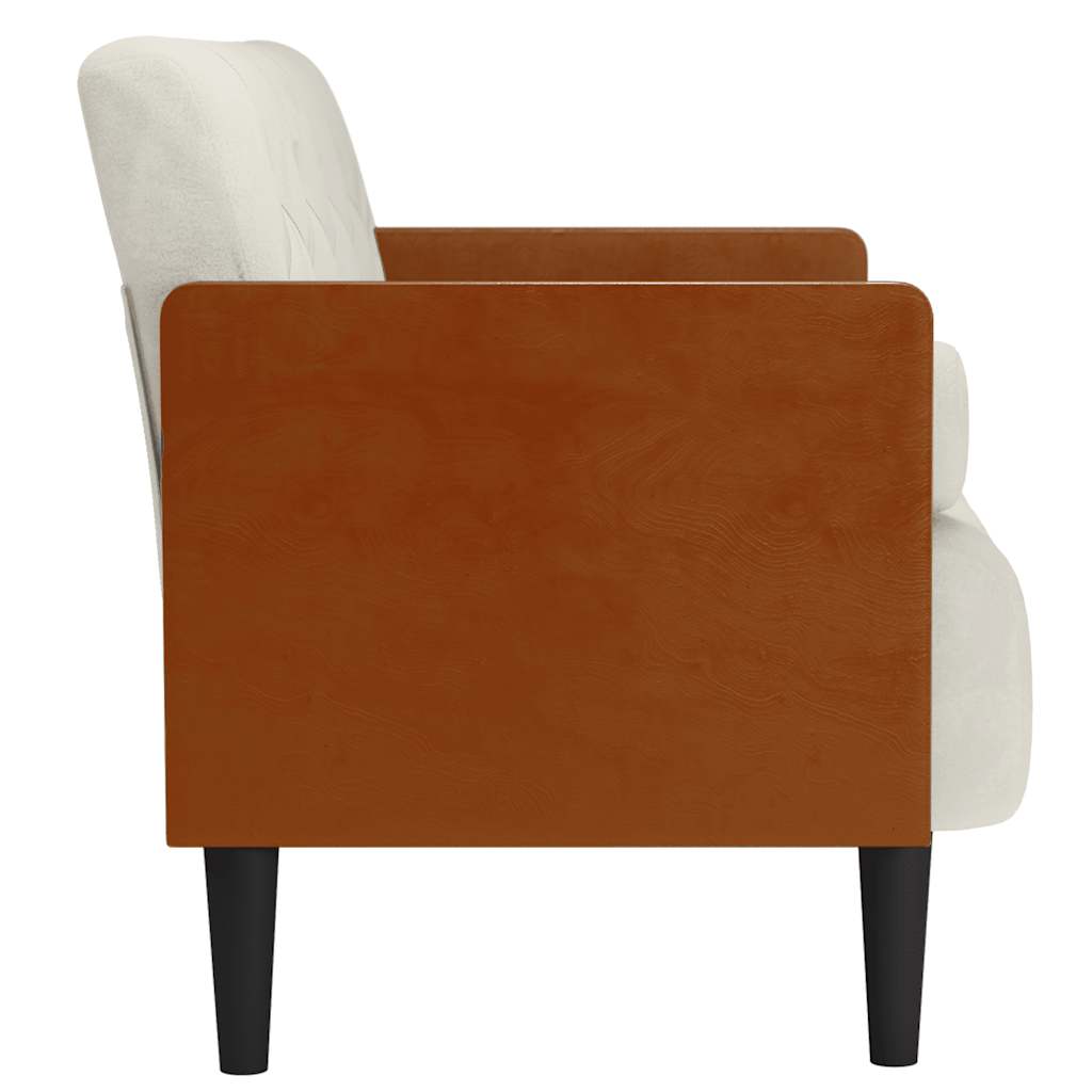 Divano Divanetto con Cuscini Bolster Crema 110 cm Velluto