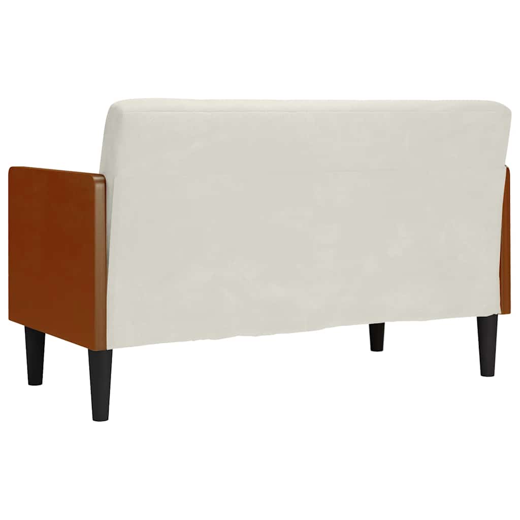 Divano Divanetto con Cuscini Bolster Crema 110 cm Velluto | homemem39