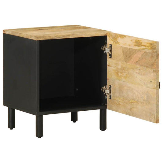 Comodino Nero 40x33,5x46 cm in Legno Massello di Mango Grezzo - homemem39