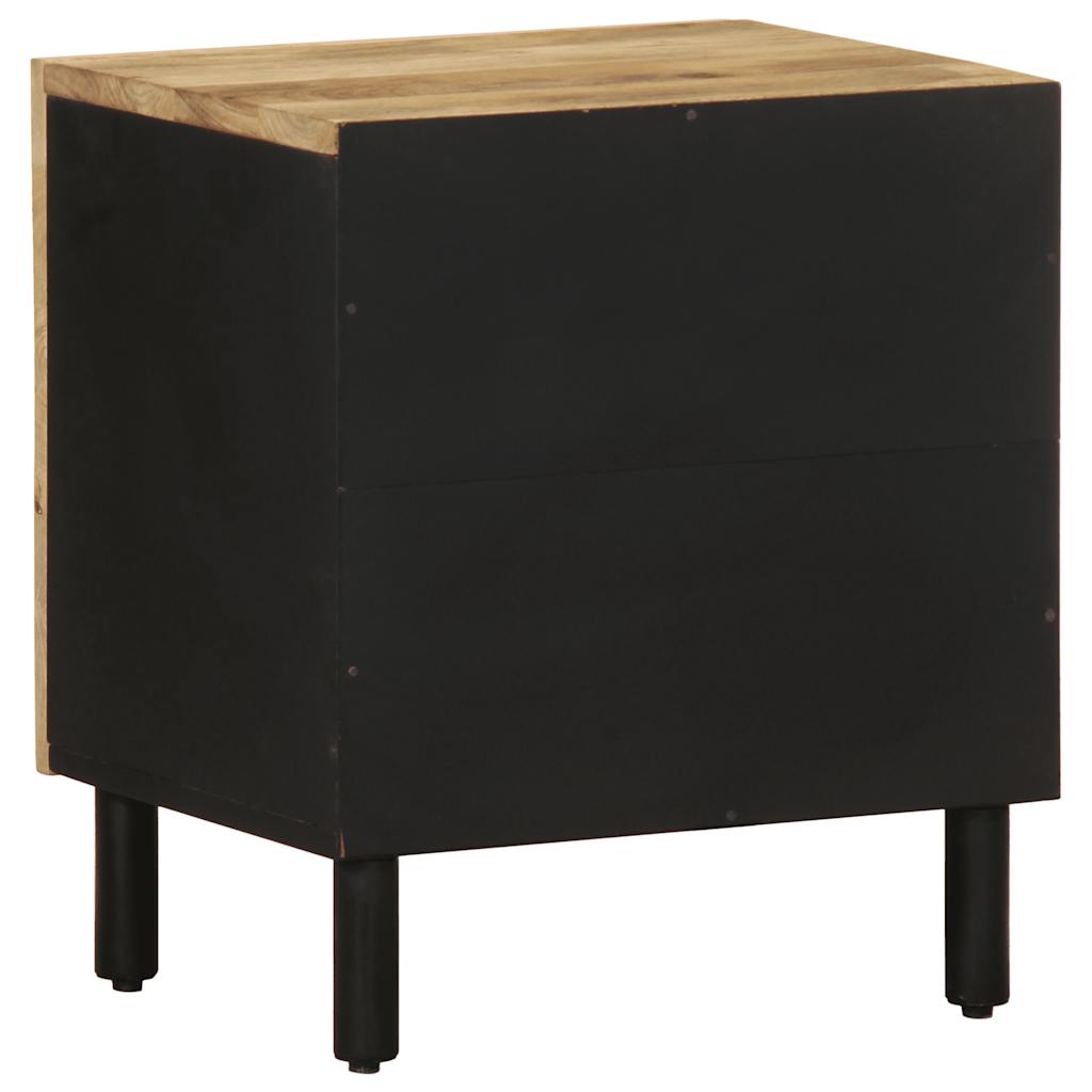 Comodino Nero 40x33,5x46 cm in Legno Massello di Mango Grezzo - homemem39