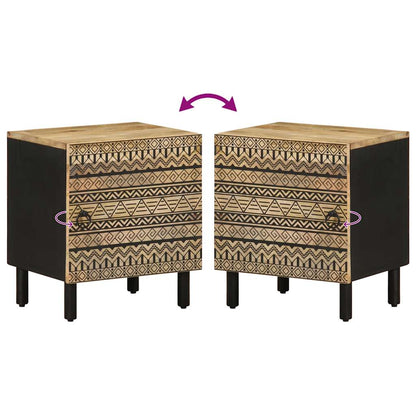 Comodino Nero 40x33,5x46 cm in Legno Massello di Mango Grezzo - homemem39