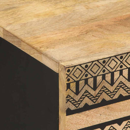 Comodino Nero 40x33,5x46 cm in Legno Massello di Mango Grezzo - homemem39