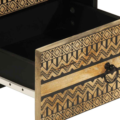 Comodini 2pz Neri 40x33,5x46 cm Legno Massello Mango Grezzo - homemem39