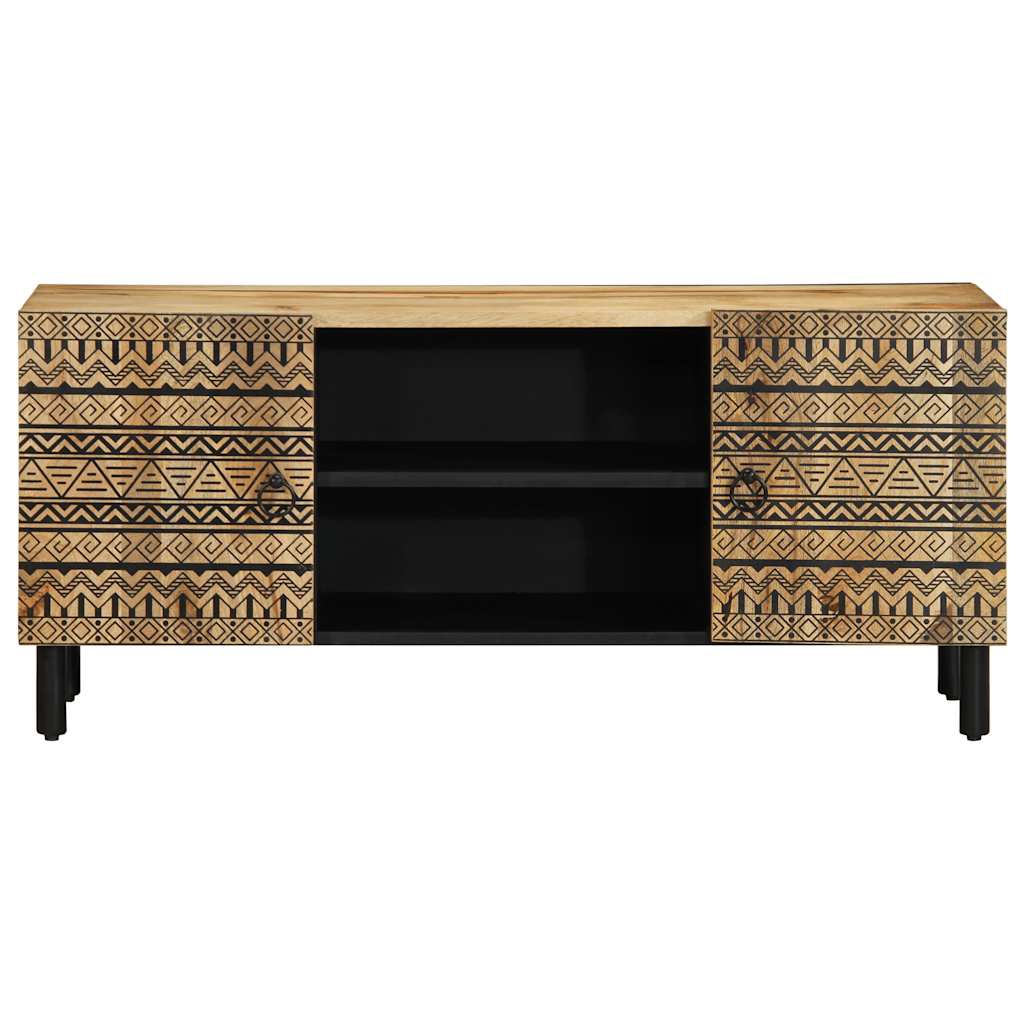 Mobile Porta TV Nero 105x33,5x46 cm Legno Massello Mango Grezzo | homemem39