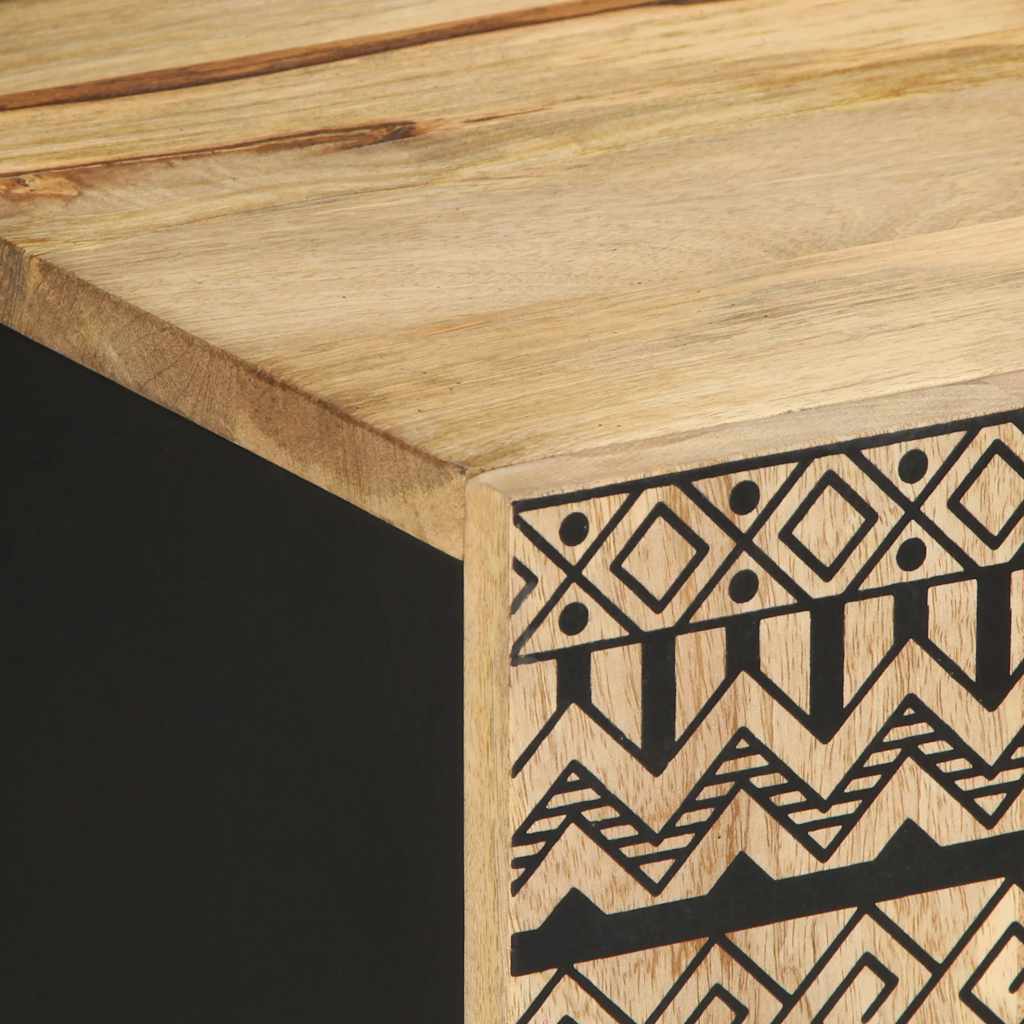 Mobile Porta TV Nero 105x33,5x46 cm Legno Massello Mango Grezzo | homemem39