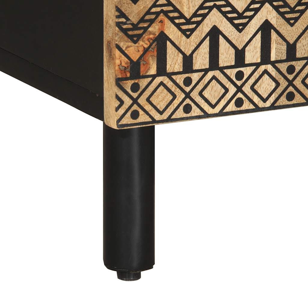 Mobile Porta TV Nero 105x33,5x46 cm Legno Massello Mango Grezzo | homemem39