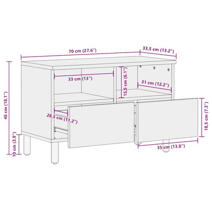 Mobile Porta TV Nero 70x33,5x46 cm Legno Massello Mango Grezzo | homemem39