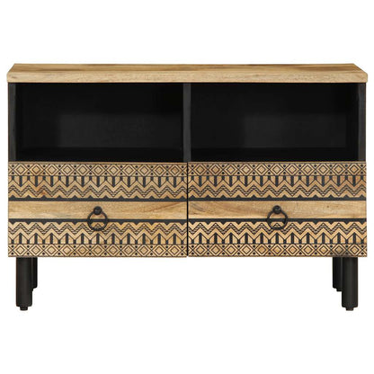 Mobile Porta TV Nero 70x33,5x46 cm Legno Massello Mango Grezzo | homemem39