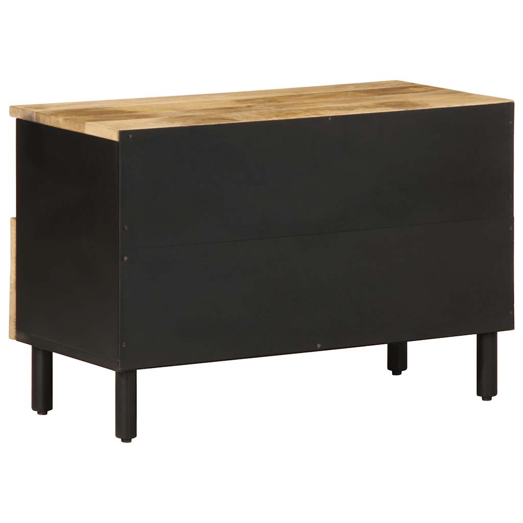 Mobile Porta TV Nero 70x33,5x46 cm Legno Massello Mango Grezzo | homemem39
