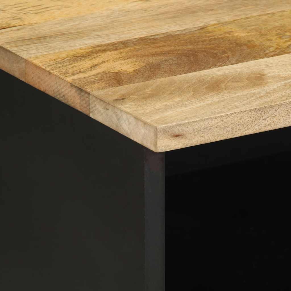 Mobile Porta TV Nero 70x33,5x46 cm Legno Massello Mango Grezzo | homemem39