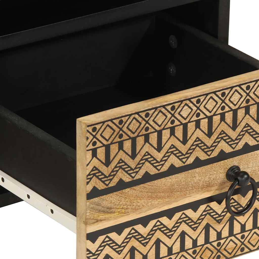 Mobile Porta TV Nero 70x33,5x46 cm Legno Massello Mango Grezzo | homemem39