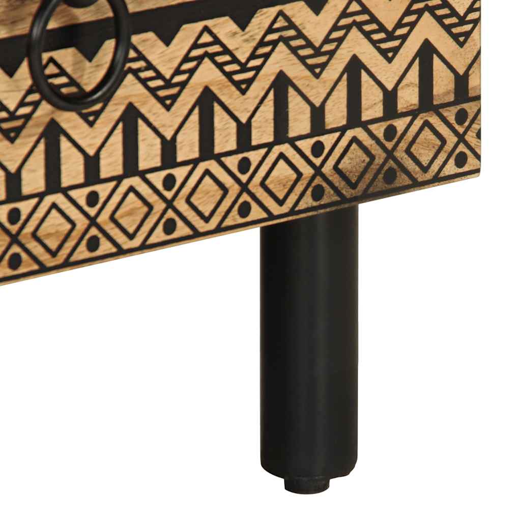 Mobile Porta TV Nero 70x33,5x46 cm Legno Massello Mango Grezzo | homemem39