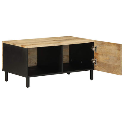 Tavolino da Salotto Nero 80x50x40cm Legno Massello Mango Grezzo