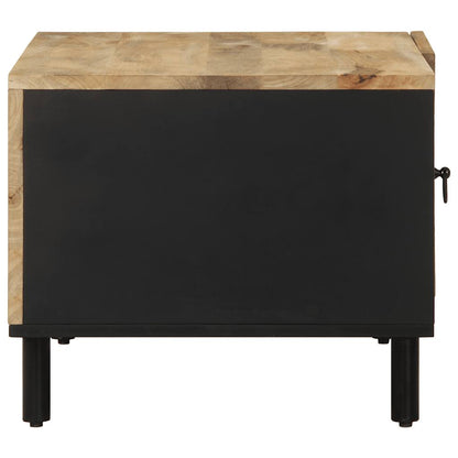 Tavolino da Salotto Nero 80x50x40cm Legno Massello Mango Grezzo