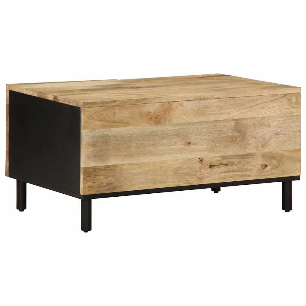 Tavolino da Salotto Nero 80x50x40cm Legno Massello Mango Grezzo