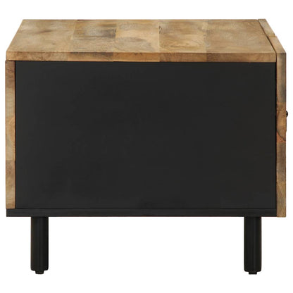 Tavolino da Salotto Nero 80x50x40cm Legno Massello Mango Grezzo