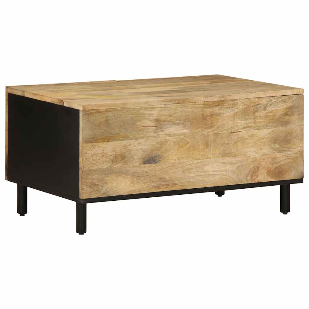 Tavolino da Salotto Nero 80x50x40cm Legno Massello Mango Grezzo