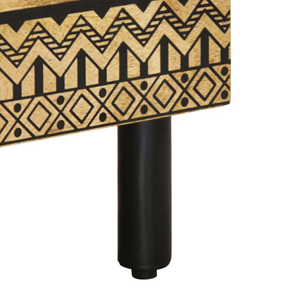 Comodino Nero 40x33x46 cm in Legno Massello di Mango Grezzo - homemem39