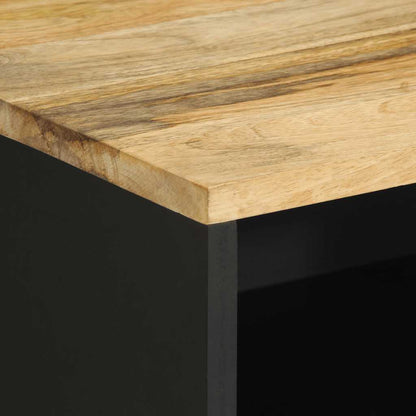 Comodino Nero 50x33x62 cm in Legno Massello di Mango Grezzo - homemem39