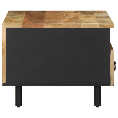 Tavolino da Salotto Nero 80x54x40cm Legno Massello Mango Grezzo