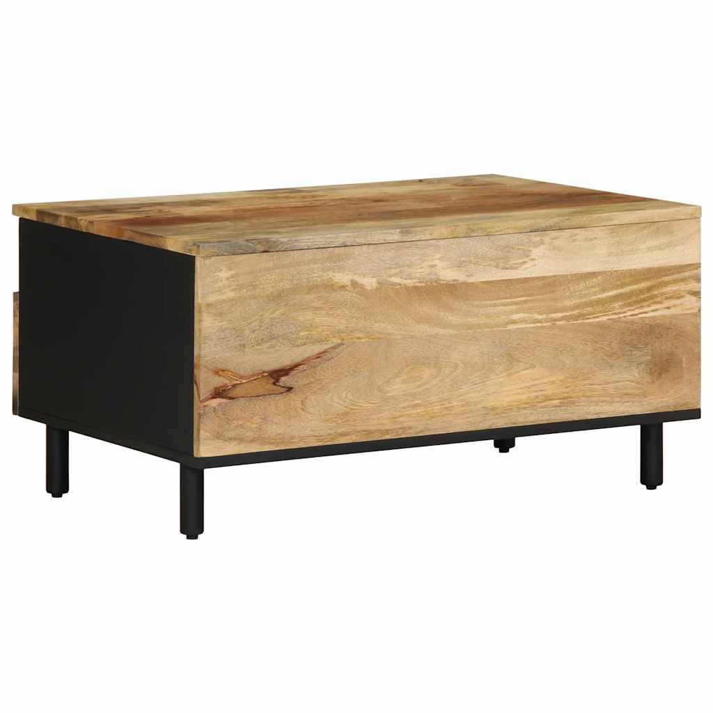 Tavolino da Salotto Nero 80x54x40cm Legno Massello Mango Grezzo