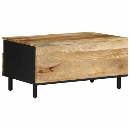 Tavolino da Salotto Nero 80x54x40cm Legno Massello Mango Grezzo