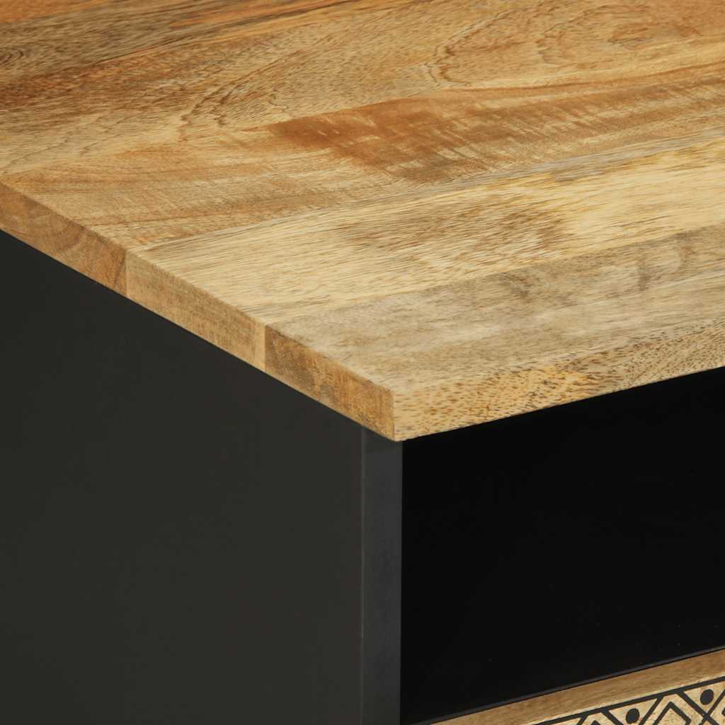 Tavolino da Salotto Nero 80x54x40cm Legno Massello Mango Grezzo