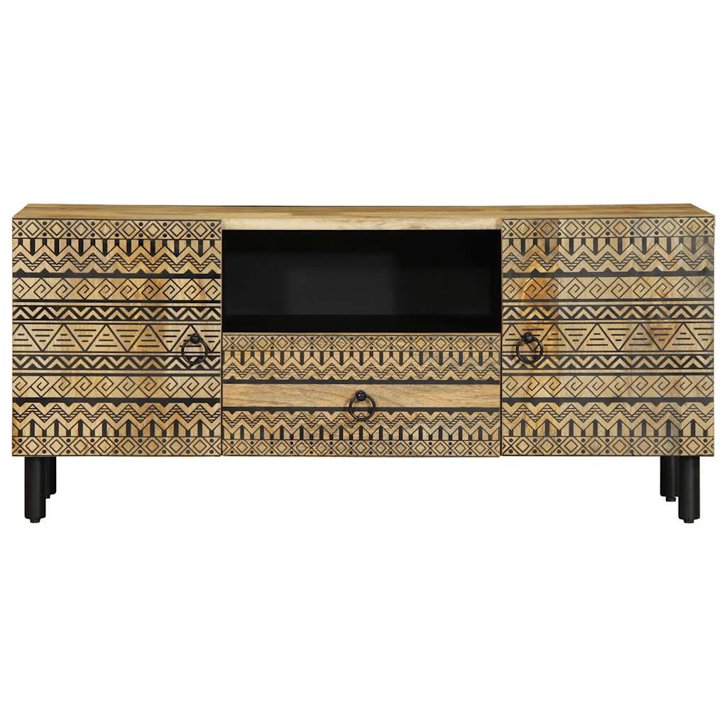 Mobile Porta TV Nero 105x33,5x46 cm Legno Massello Mango Grezzo - homemem39