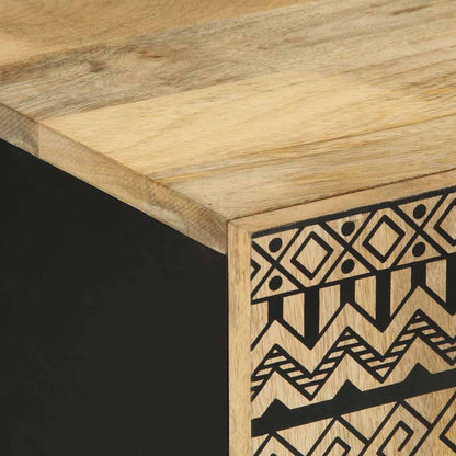 Mobile Porta TV Nero 105x33,5x46 cm Legno Massello Mango Grezzo - homemem39