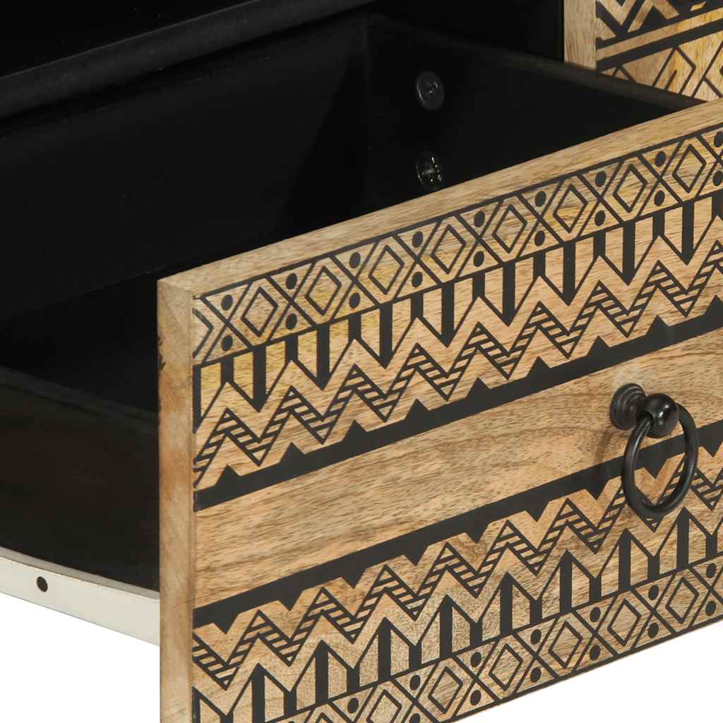 Mobile Porta TV Nero 105x33,5x46 cm Legno Massello Mango Grezzo - homemem39