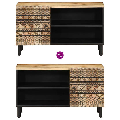 Mobile Porta TV Nero 80x33,5x46 cm Legno Massello Mango Grezzo - homemem39