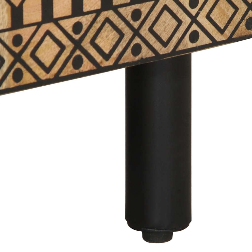 Mobile Porta TV Nero 80x33,5x46 cm Legno Massello Mango Grezzo - homemem39