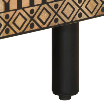 Mobile Porta TV Nero 80x33,5x46 cm Legno Massello Mango Grezzo - homemem39