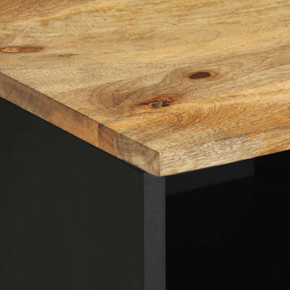Mobile Porta TV Nero 80x33,5x46 cm Legno Massello Mango Grezzo - homemem39
