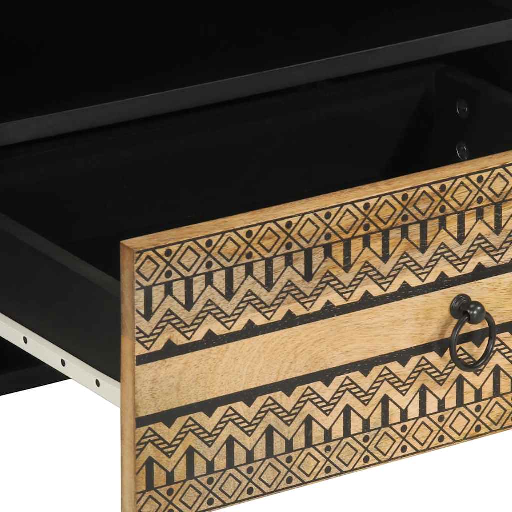 Mobile Porta TV Nero 80x33,5x46 cm Legno Massello Mango Grezzo - homemem39