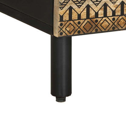 Mobile Porta TV Nero 100x33,5x46 cm Legno Massello Mango Grezzo - homemem39