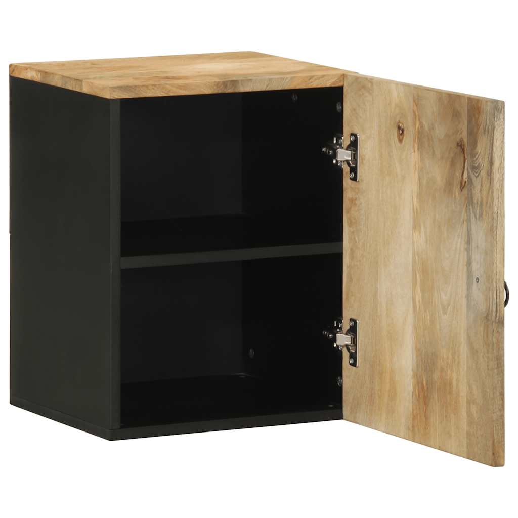 Mobile Pensile da Bagno Nero 38x33,5x48 cm Legno Massello Mango | homemem39